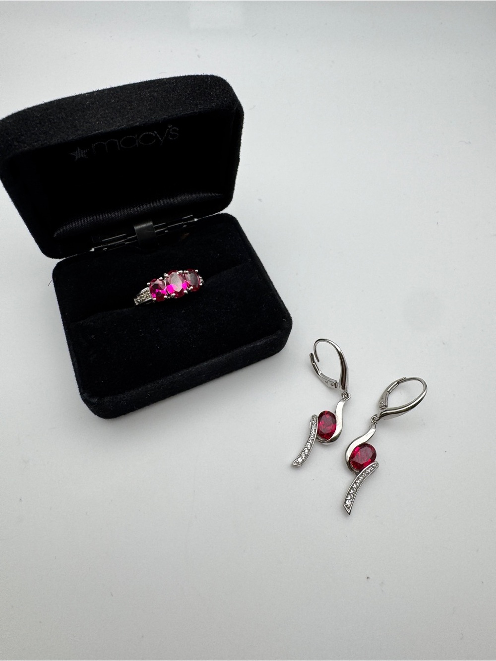 Sterling Silver Gemstone Ring and Earrings Set